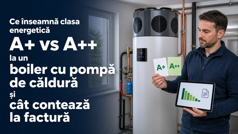 Boiler A+ sau A++? Cum compari corect eficiența energetică și consumul unui boiler cu pompă de căldură