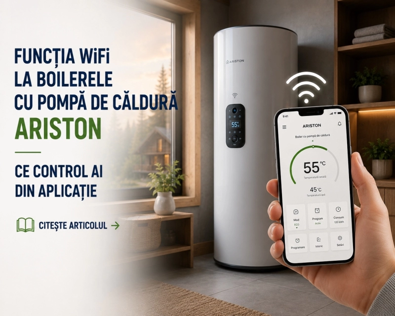 Boiler cu pompa de caldura cu WiFi: control, programare si monitorizare